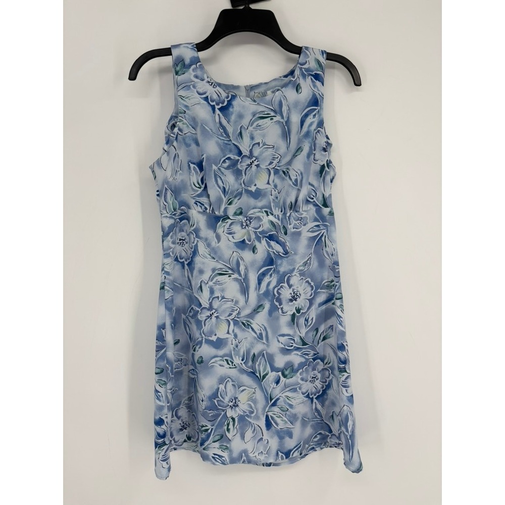 All That Jazz Dress‎ Womens 9/10 Blue Floral Watercolor Sleeveless Mini